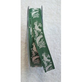 Tape with print-nightingales with. Green and white - 'The Tapes Mirta'